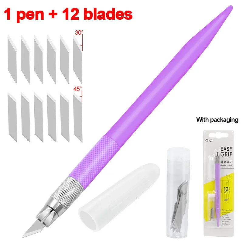 CraftPro 360° Rotating Cutting Pen - Durable Stainless Steel Blades for Effortless DIY Art Projects Purple