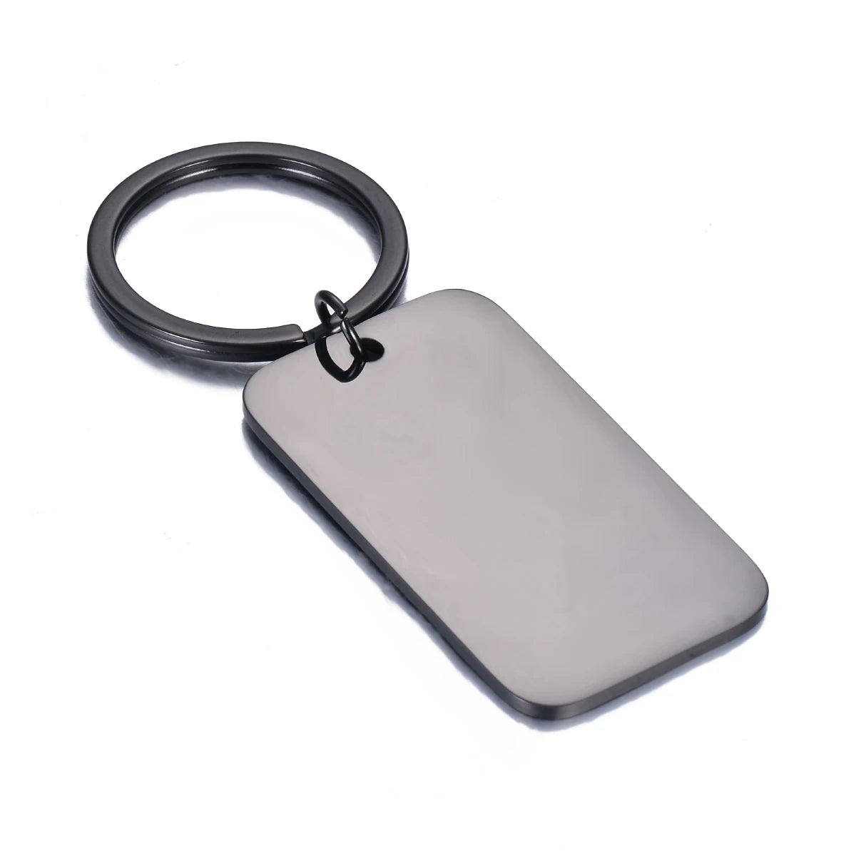 Stainless Steel Rectangle Blank ID Dog Tag Keychain Set for Custom Logo Jewelry Making