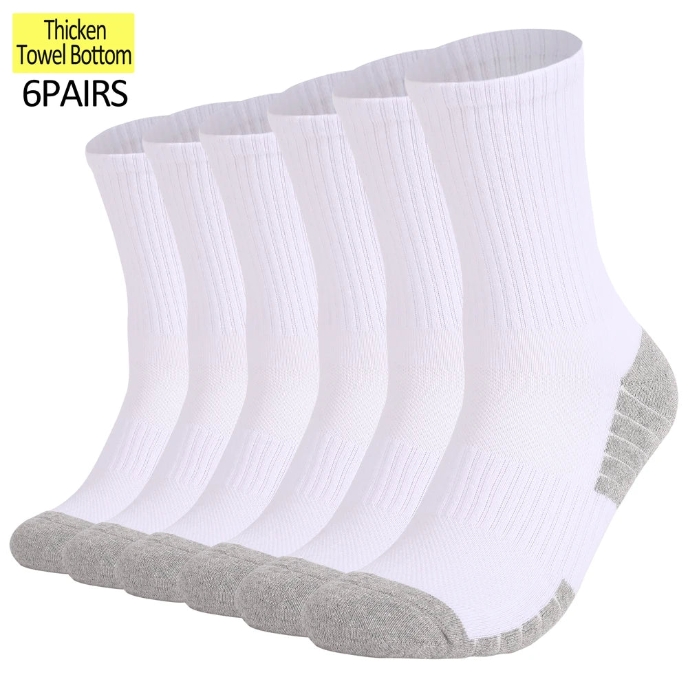 6 Pairs Unisex Hiking Socks Mid Crew Anti Slip Cushioning