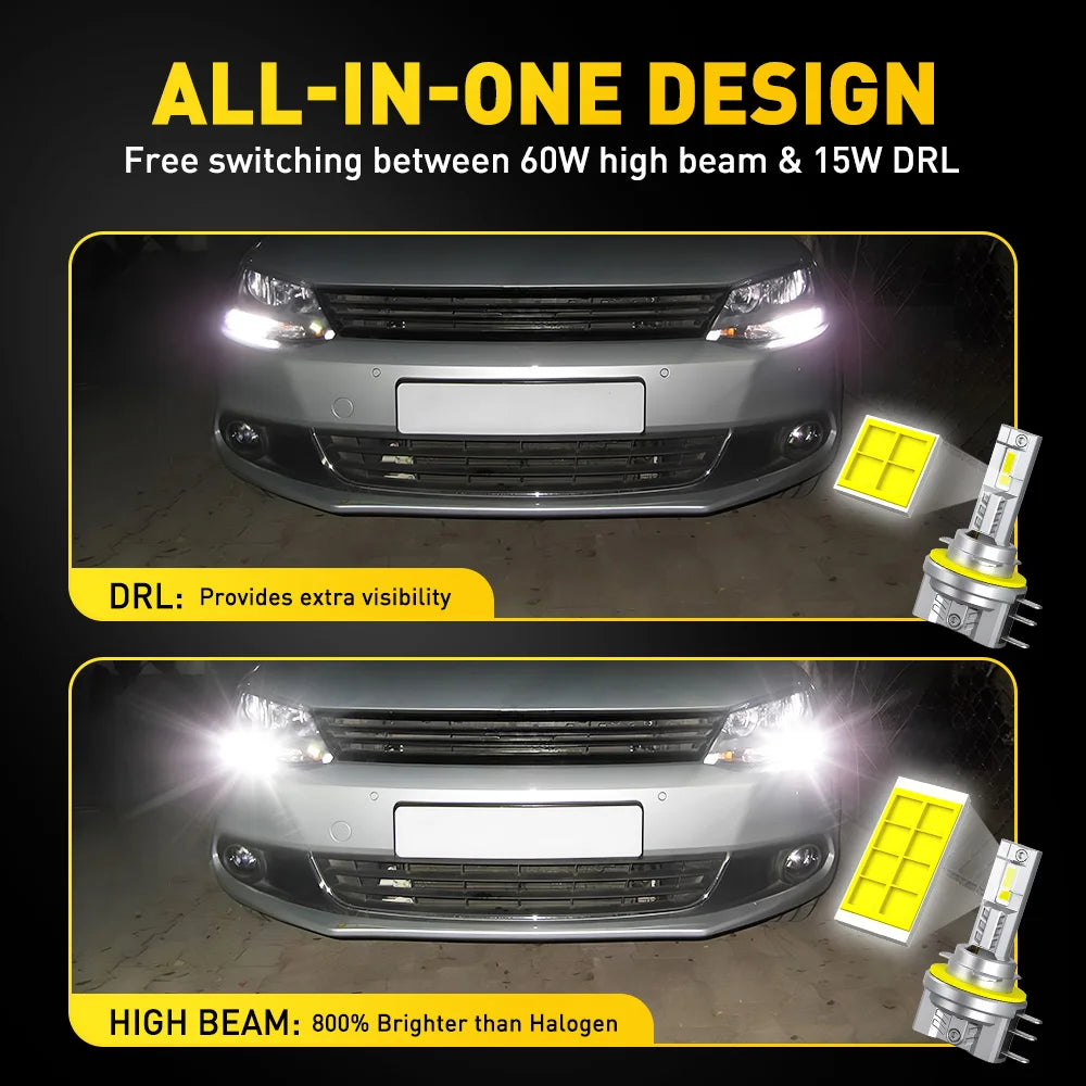 AUXITO 2pcs H15 LED Headlight Bulbs CANBUS 6500K 30000LM H15