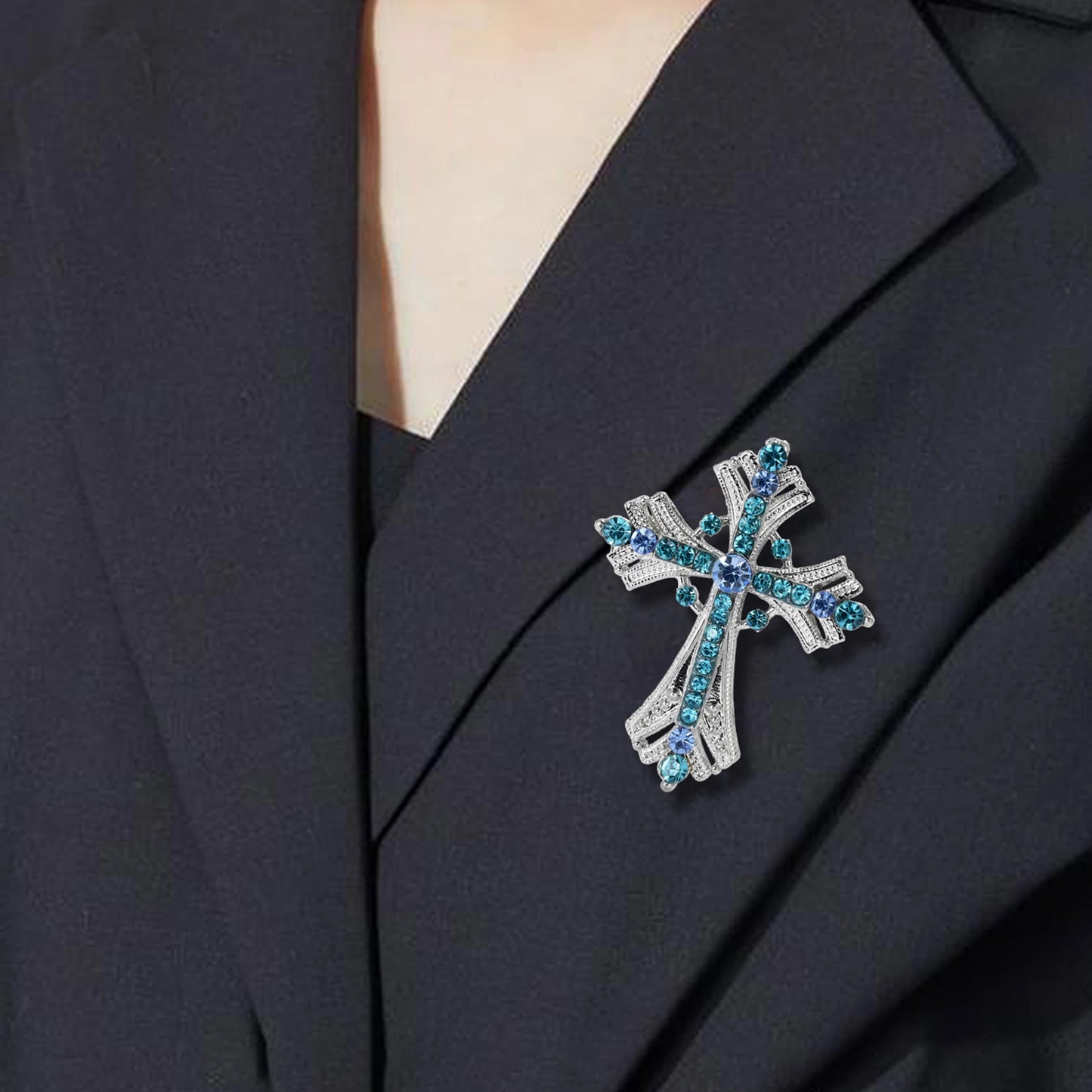 Rhinestone Cross Brooches for Women Stylish Floral Pins Perfect for Parties and Gifts