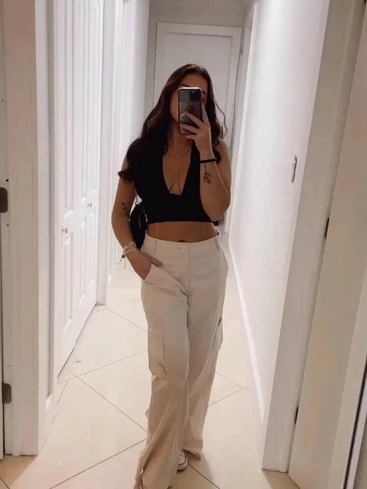 Backless Crop Halter Top Women Y2K Summer 2024 Streetwear