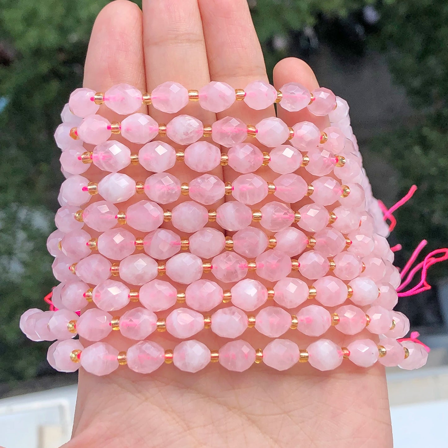 AAA Natural Rose Quartz Faceted Oval Beads for Jewelry Making and DIY Accessories