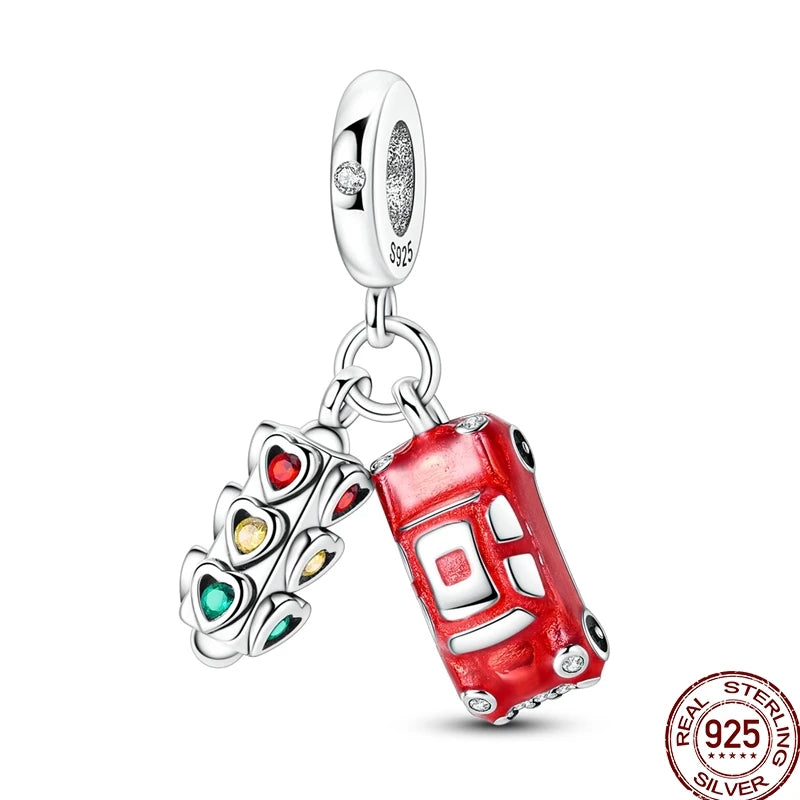925 Sterling Silver Heart Family Charm Bead With Zircon
