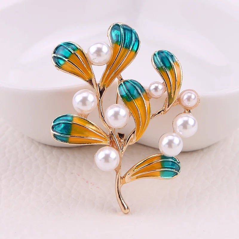 Elegant Enamel Floral Brooch Pins for Women and Unisex Party Office Accessories