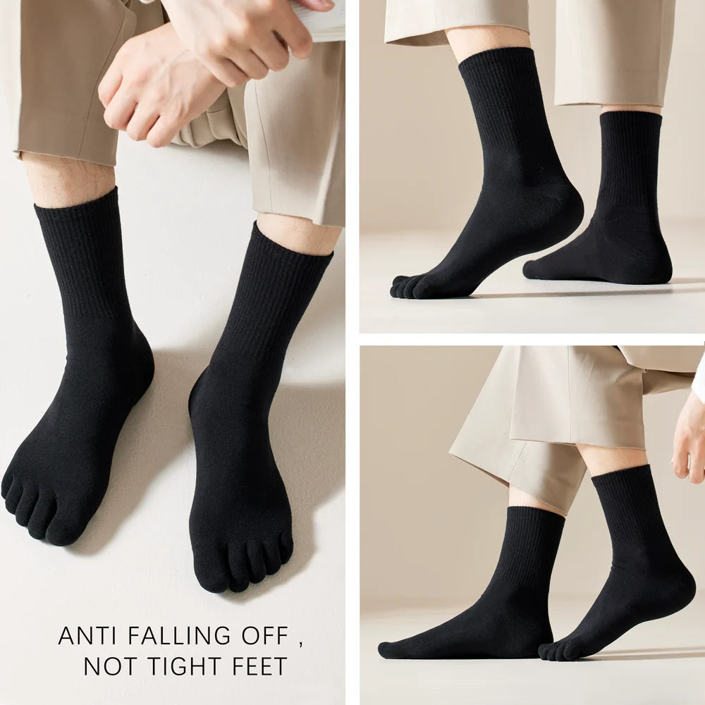 Mens Split Toe Cotton Crew Socks Moisture Wicking Freshness