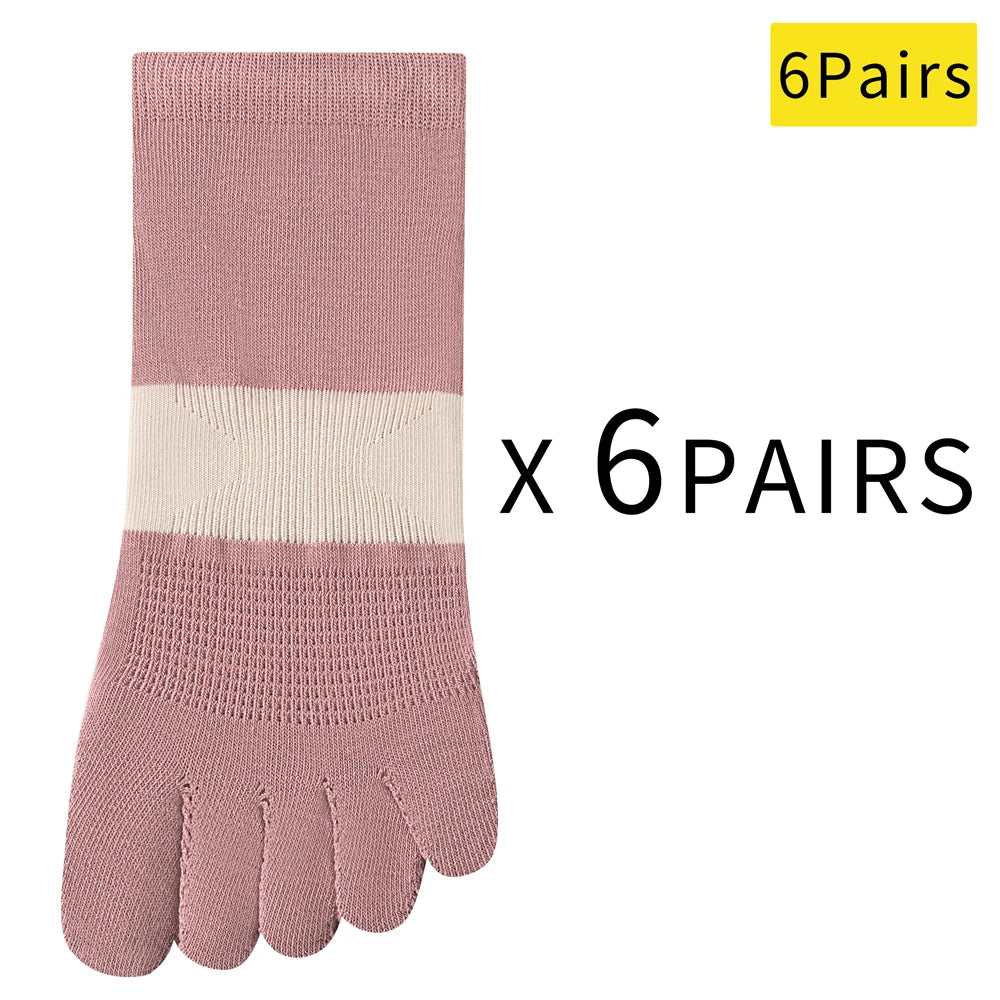 6 Pairs Women's Split Toe Yoga Socks Breathable Grip