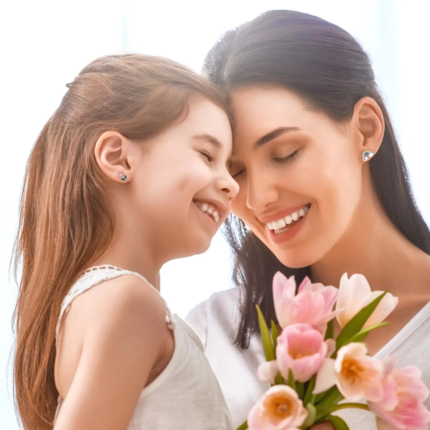 Charming Animal and Flower Stud Earrings Set for Girls with Secure Screw-Backs