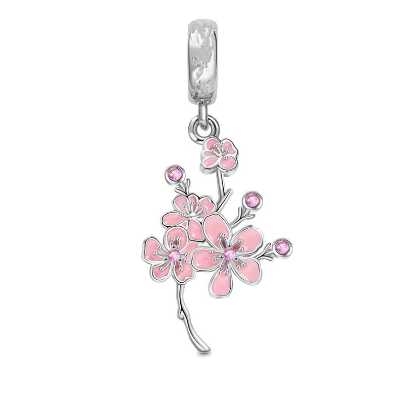 Pink Hot Air Balloon Daisy Murano Glass Charm for European Silver Bracelet SS0614