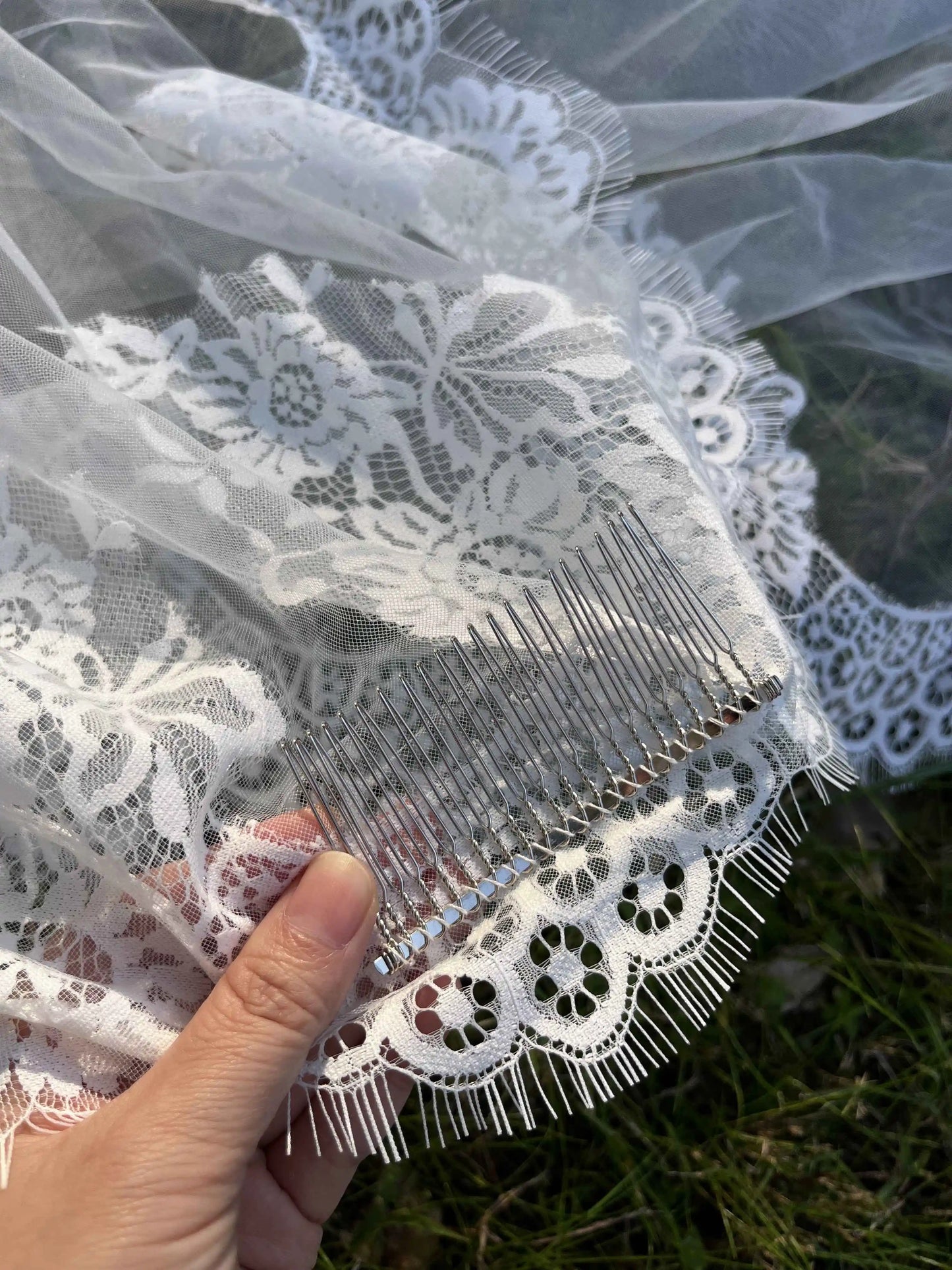Elegant Cathedral Lace Bridal Veil 3m Long with Comb for Weddings