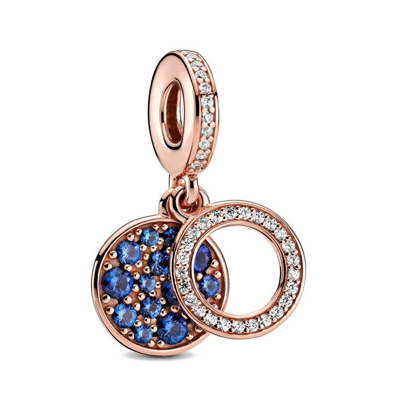Rose Gold Padlock Heart Key Pendant Necklace for Women 925 Silver with Zircon Beads P142-Rlan