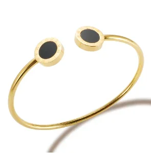 Jovolove Elegant Stainless Steel Waterproof Bangle for Women - Fashionable Gemstone Design