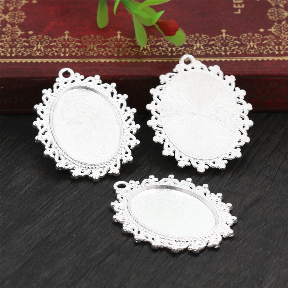 Antique Finish Cameo Cabochon Bracelet Setting Trays in Gold Silver Bronze and Rhodium 10 Pack