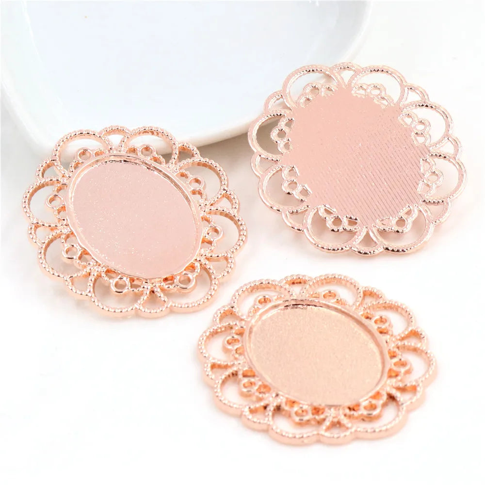 Antique Finish Cameo Cabochon Bracelet Setting Trays in Gold Silver Bronze and Rhodium 10 Pack