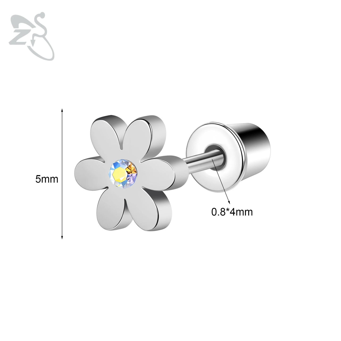 Charming Stainless Steel Flower Butterfly Stud Earrings for Children and Women
