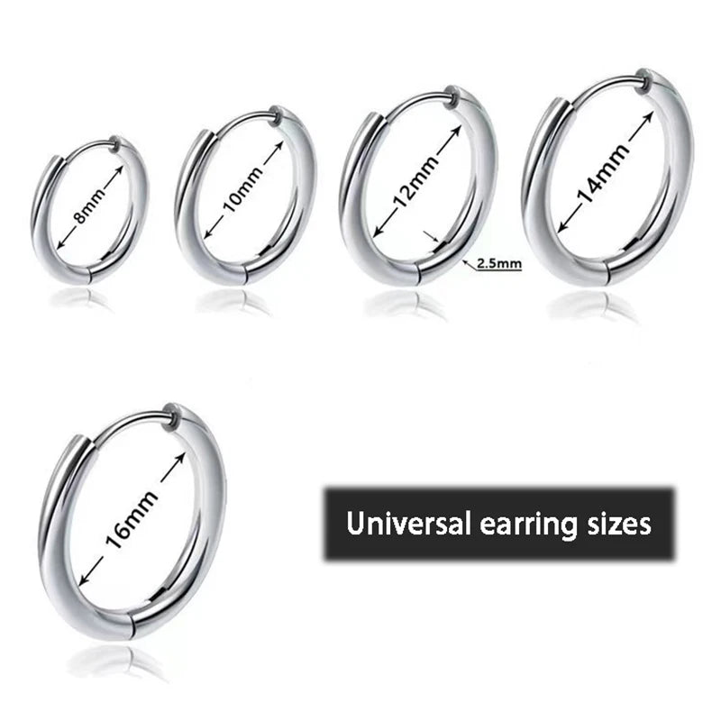 Classic Stainless Steel Hoop Earrings Set for Men and Women 2024