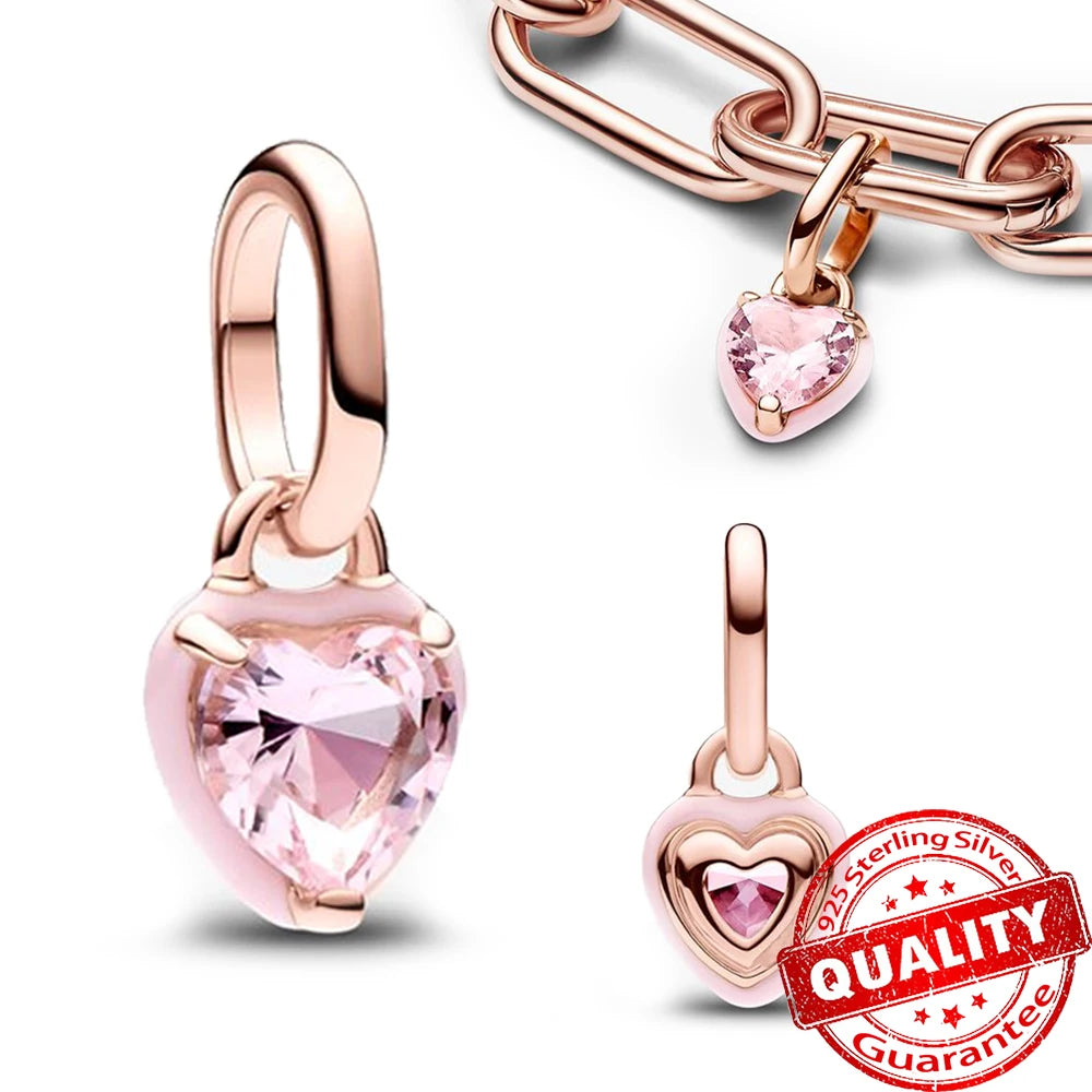 Elegant 925 Sterling Silver Pearl Heart Key Pendant for Bracelets and Necklaces FCC342-PK