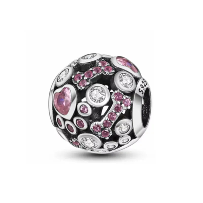 Elegant 925 Silver Cat Bear Ice Cream Pendant Bead for European Bracelet