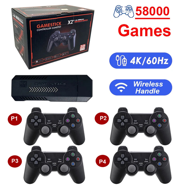 GD10 Plus 4K Retro Portable Game Console With 2.4G Dual Controllers HD Output Supporting PS1 N64 3D Gaming