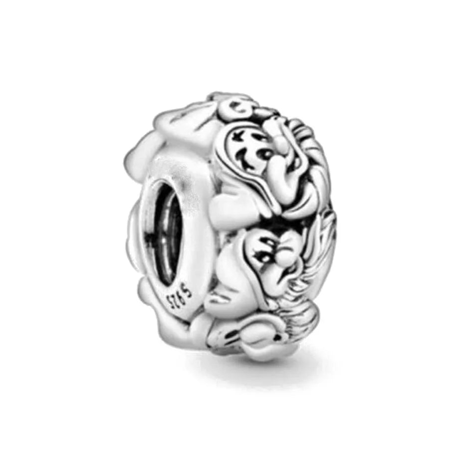 Exquisite 925 Silver Rabbit and Mouse Pendant Beads for DIY European Bracelets with Zircon Accents