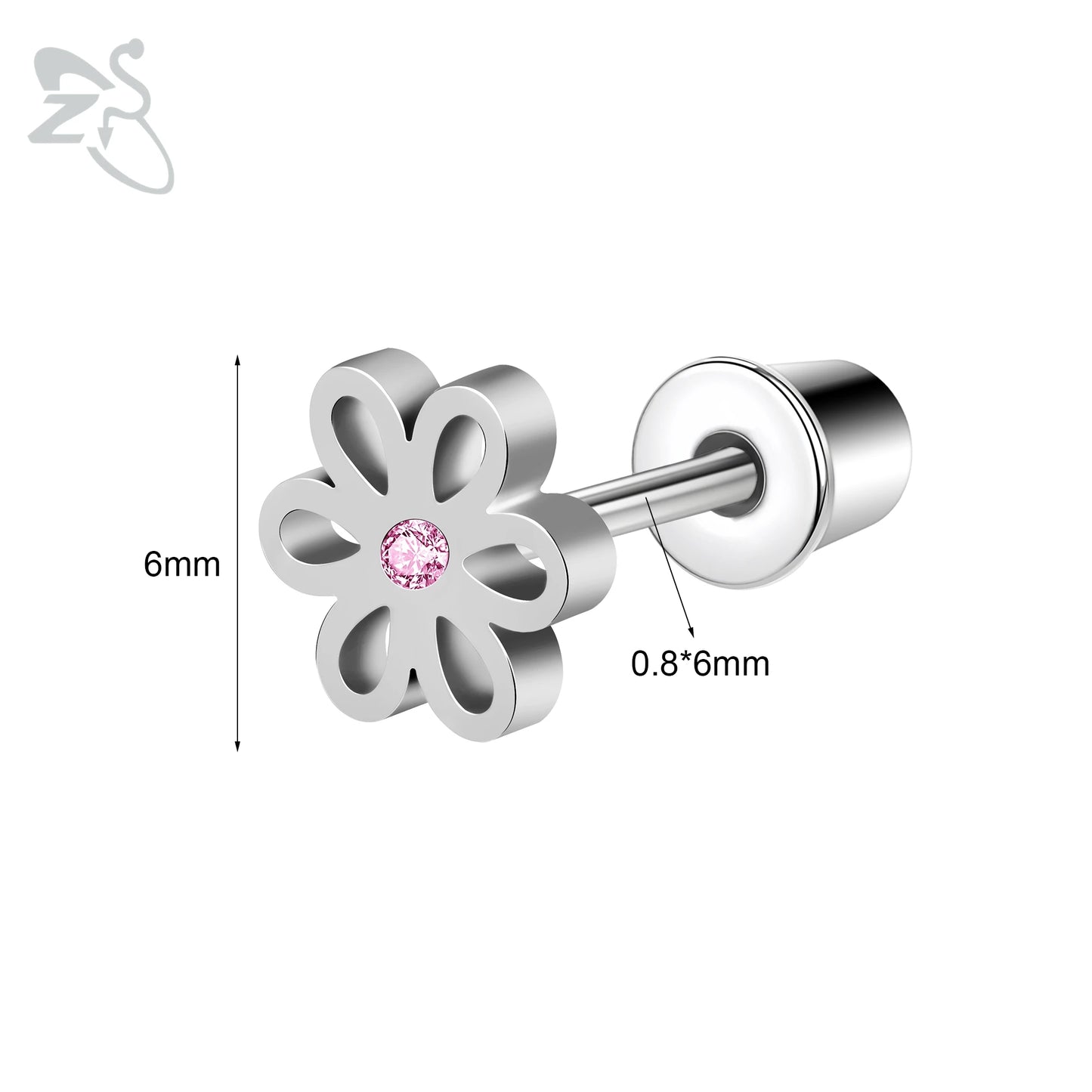 Charming Stainless Steel Flower Butterfly Stud Earrings for Children and Women