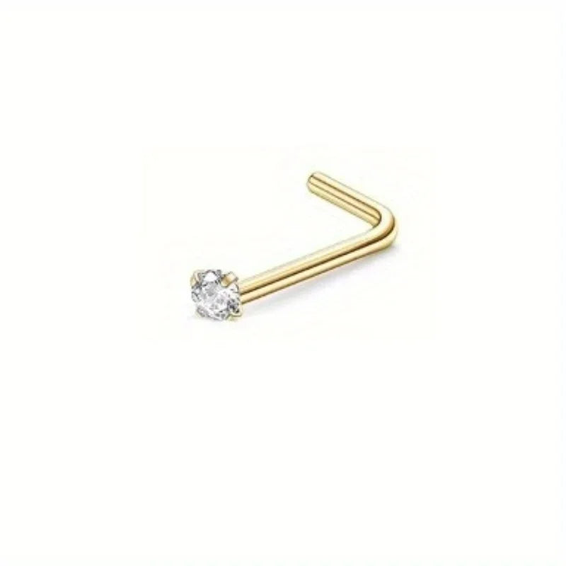 Bobisty Surgical Steel L Shaped Nose Ring Set Hypoallergenic Fashion Jewelry for Men and Women