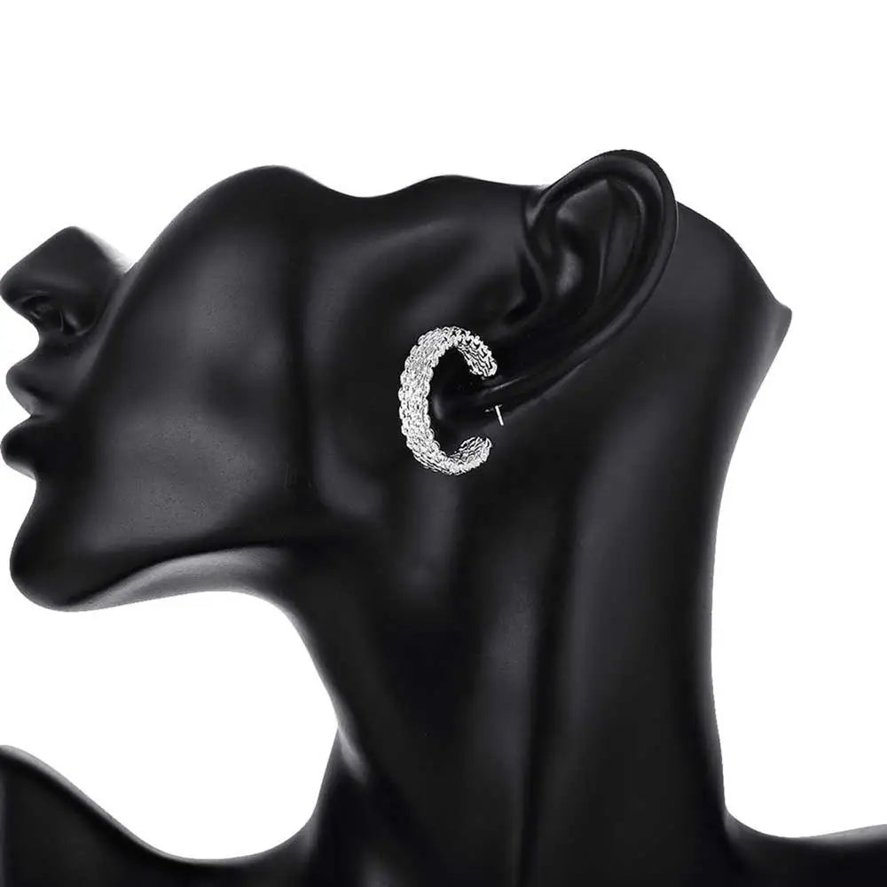 925 Sterling Silver Charm Stud Earrings For Women Party