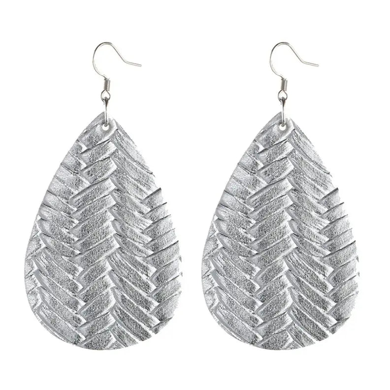 Elegant Faux Leather Teardrop Earrings for Women Lightweight Dangle Fashion Jewelry