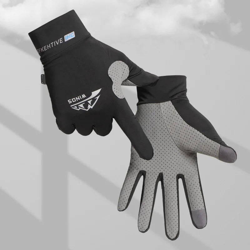 Men's Ice Silk Winter Gloves Anti Slip Full Finger Sunscreen Fishing Kayak Gloves
