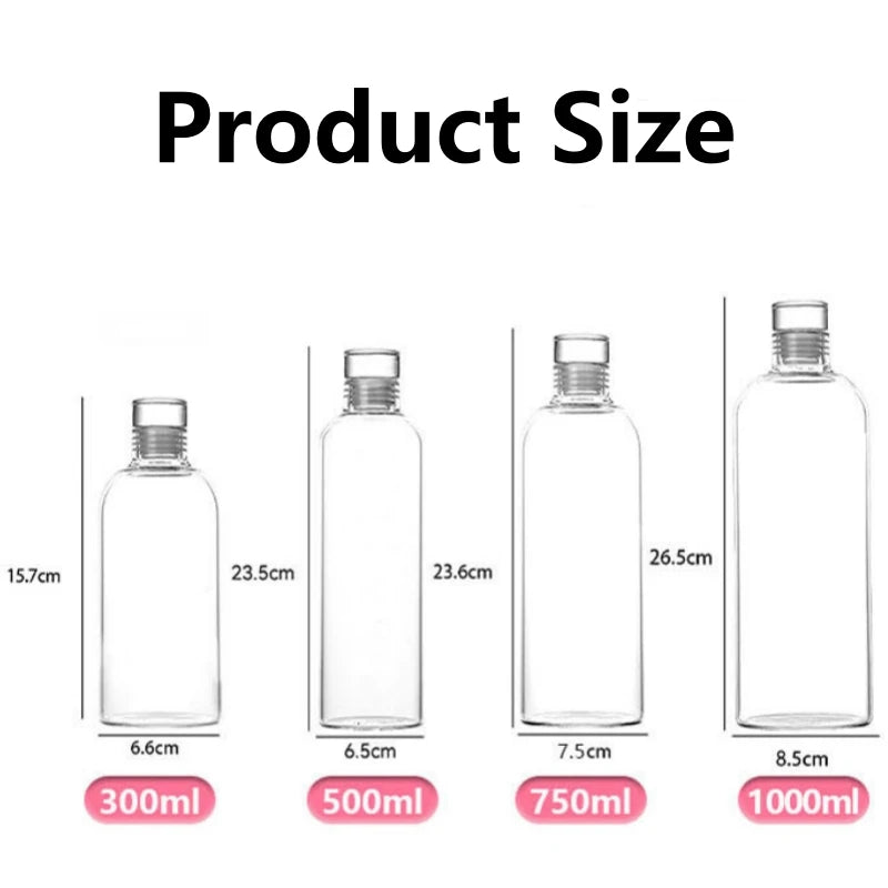 Large Portable Glass Water Bottle With Time Marker