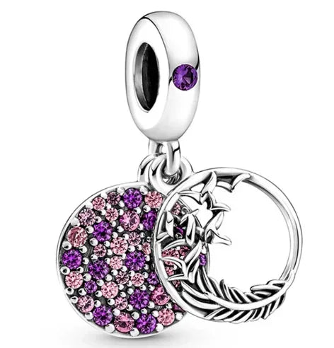 925 Sterling Silver Purple Star Animal Heart Flower Charms Beads for DIY Necklace and Bracelet Jewelry Gift