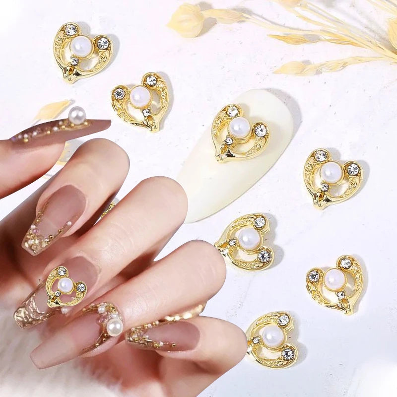 Elegant Gold Silver Metal Bowknot Nail Charm 3D Rhinestone Decor for DIY Manicure Art