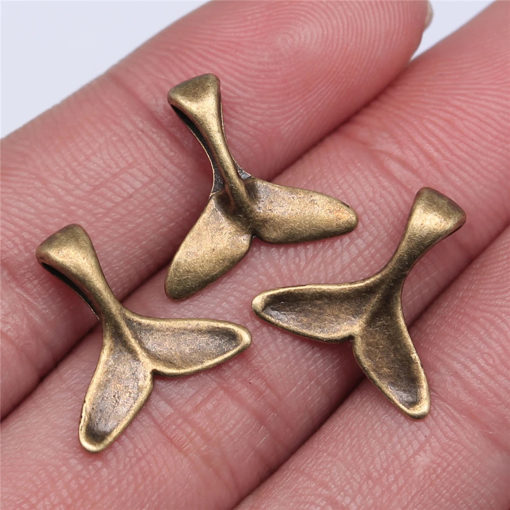 Vintage Whale Tail Mermaid Charms Set for DIY Jewelry Crafting 20 Pieces 16x16mm