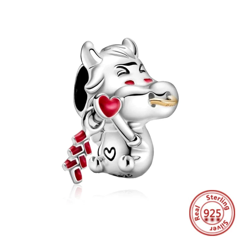 Cute Animal Family Charm Beads for DIY Silver Bracelet Jewelry Making Y198