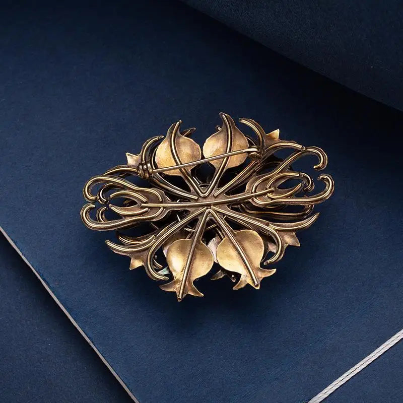 Handmade Filigree Brooch Silver Gold Plated Unisex Retro Palace Style Jewelry