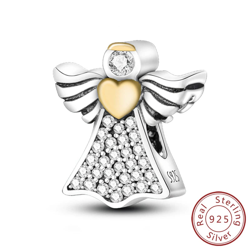 925 Sterling Silver Charms Pendant Set for Bracelets Angel Devil's Eye Fatima's Hand Cross Women's Jewelry Gift KTC070