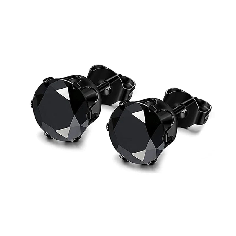 Hypoallergenic 316L Stainless Steel Square Round CZ Stud Earrings Set for Sensitive Ears Unisex 3-8MM