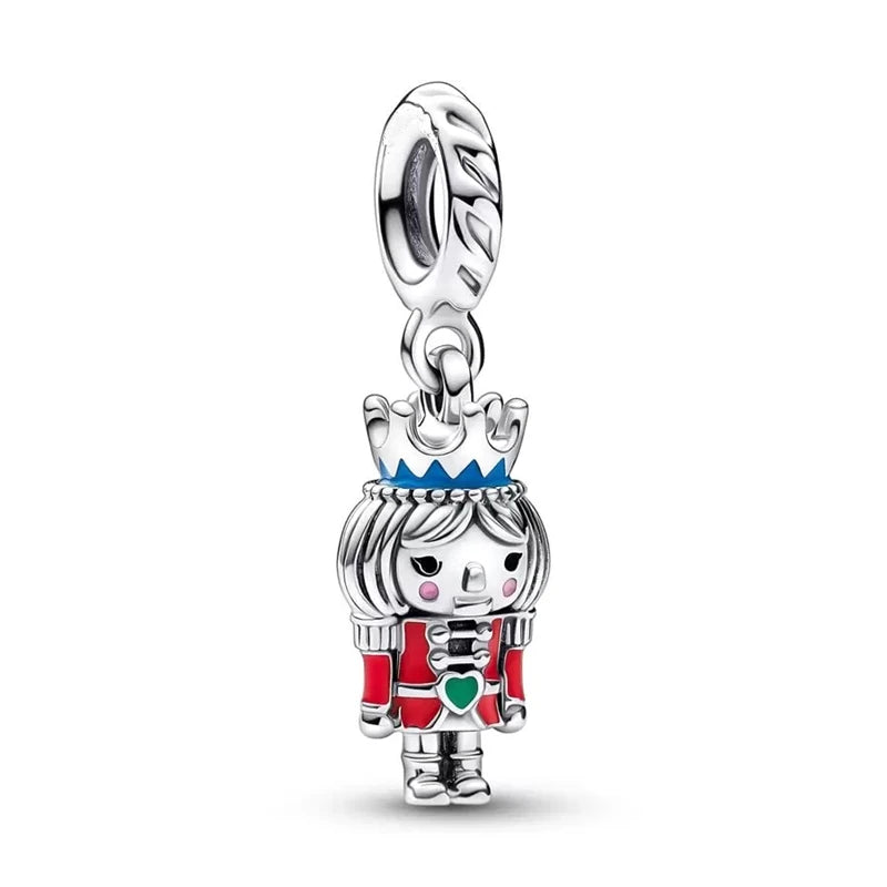 DIY Christmas Charm Bracelet with Santa Reindeer Snowman Tree Train Beads in Silver 925 YY0928