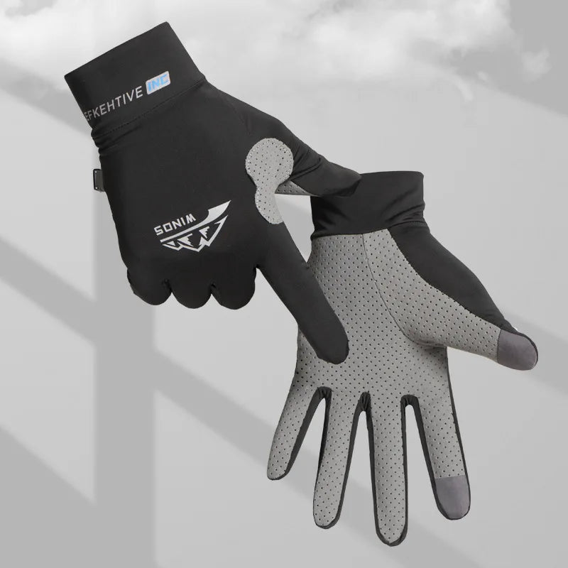Men's Ice Silk Winter Gloves Anti Slip Full Finger Sunscreen Fishing Kayak Gloves