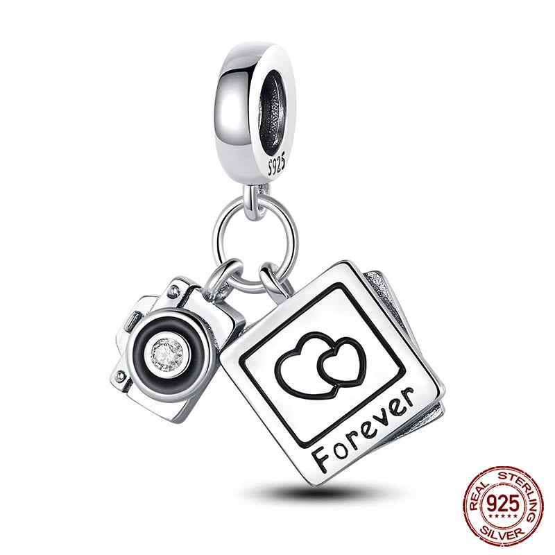 Sterling Silver Camera Coffee Cup Charm Beads for Qikaola Bracelet Jewelry DIY