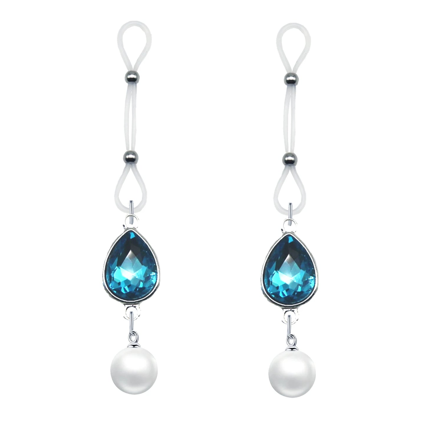Adjustable Faux Nipple Piercing Jewelry With Pearls - Non Pierced Nipple Noose Rings