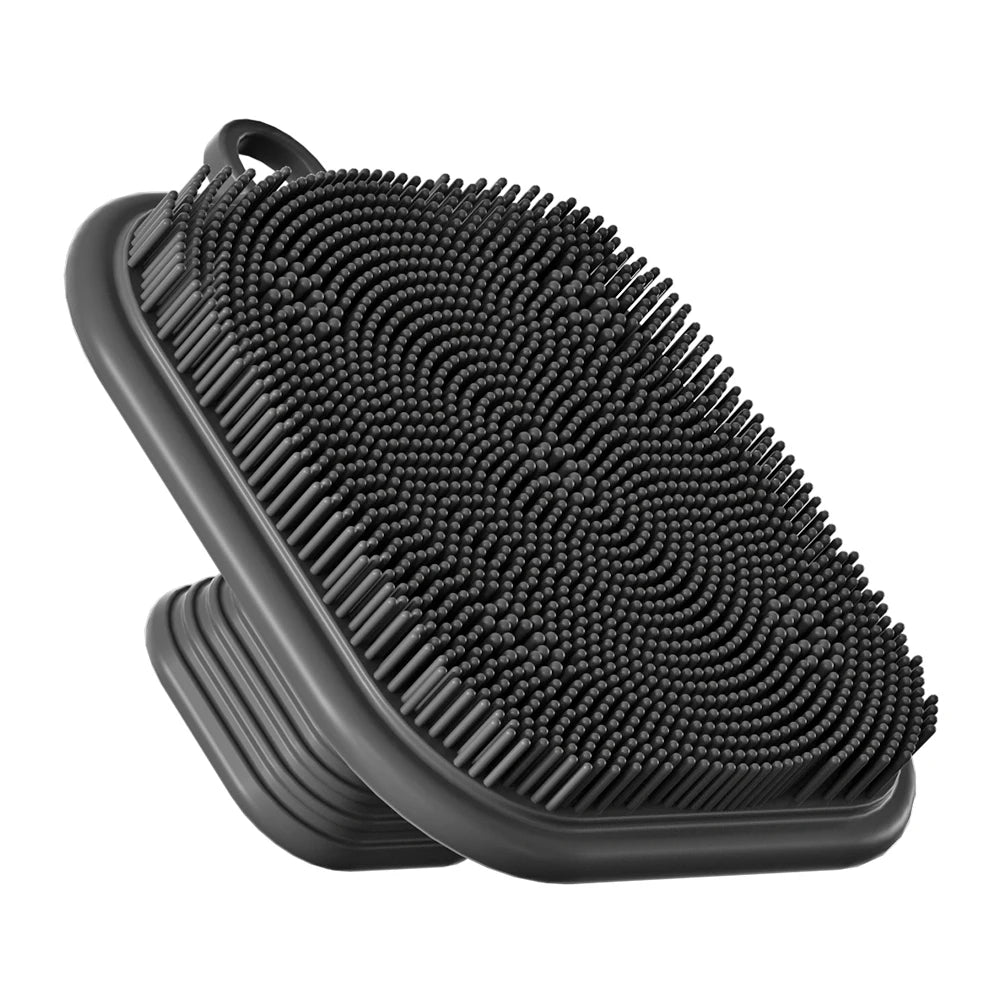 Travel-Friendly 2-in-1 Silicone Brush for Face & Beard Care - Top-Rated Exfoliator black