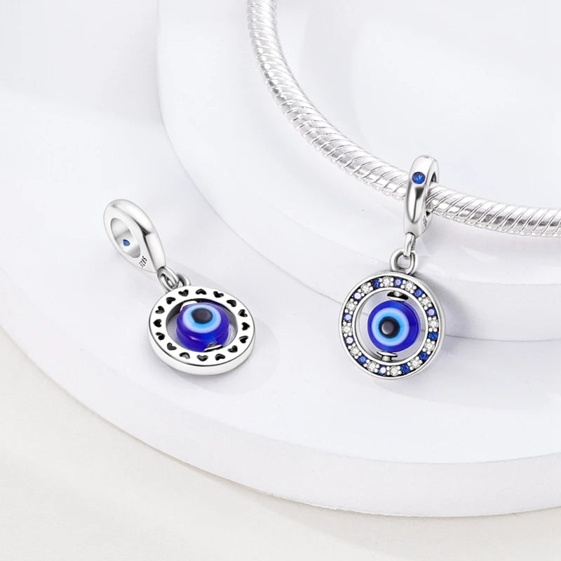 925 Sterling Silver Charms Pendant Set for Bracelets Angel Devil's Eye Fatima's Hand Cross Women's Jewelry Gift