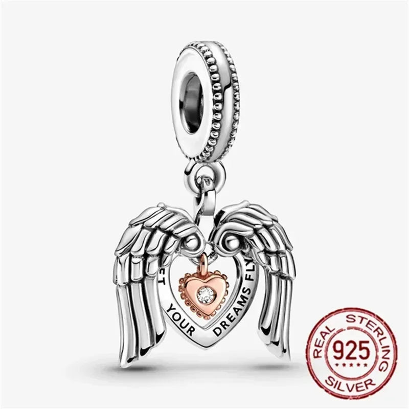 925 Sterling Silver Heart Family Tree Snowflake Animal Charms Beads for DIY Bracelet Women Jewelry Gift