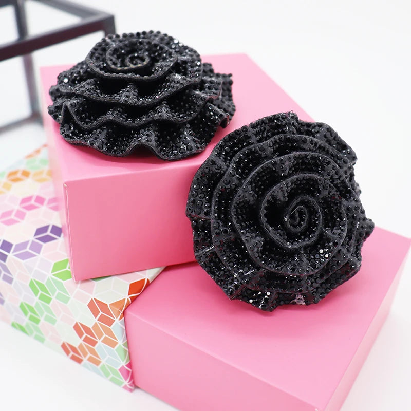 Glass Rhinestone Camellia Flower Applique for Wedding Dresses Bags Shoes Brooches Hair Accessories and Home Decoration DIY