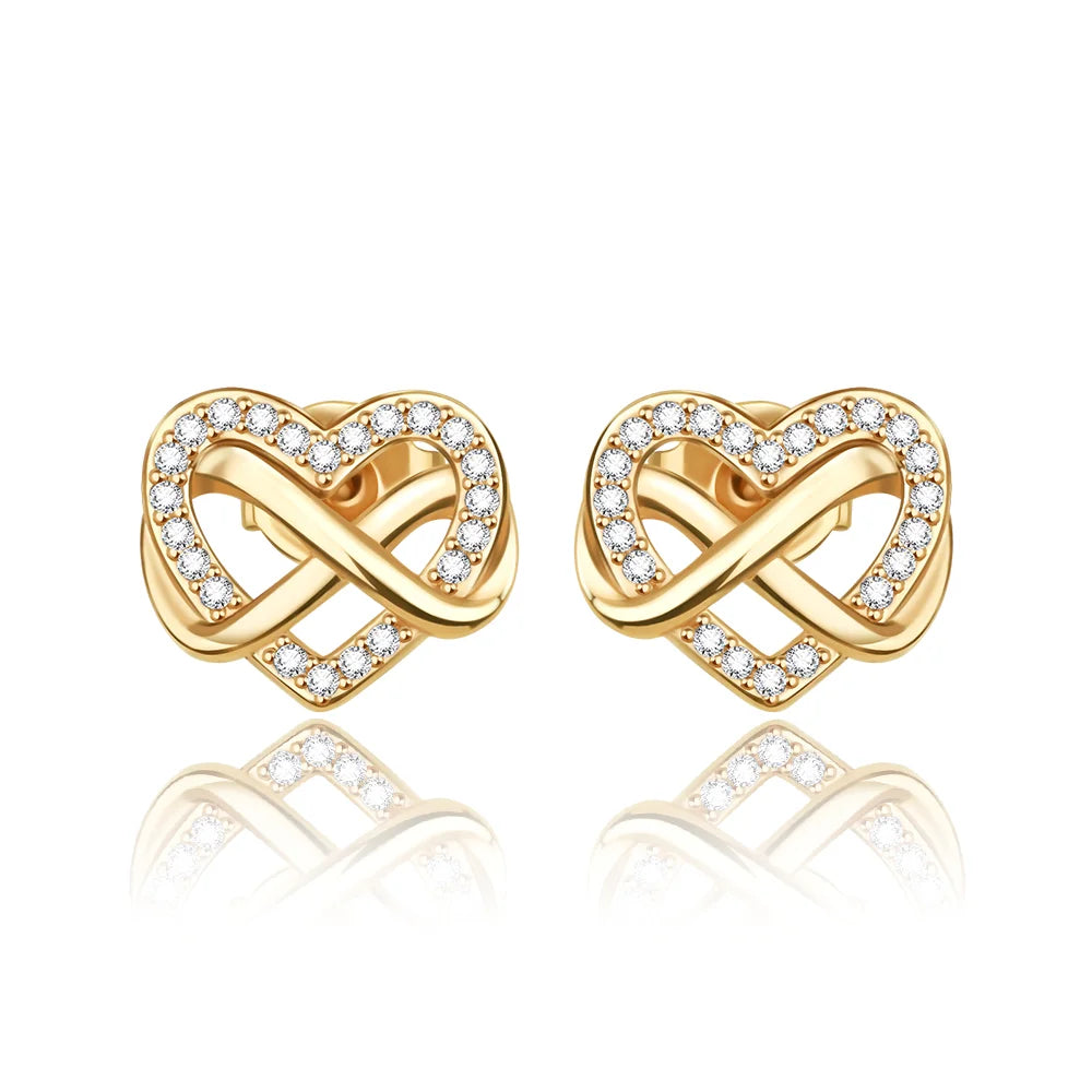 Sparkling 925 Sterling Silver Colorful Heart Zircon Round Huggie Bow Stud Earrings for Women Elegant Sweet Jewelry Gifts