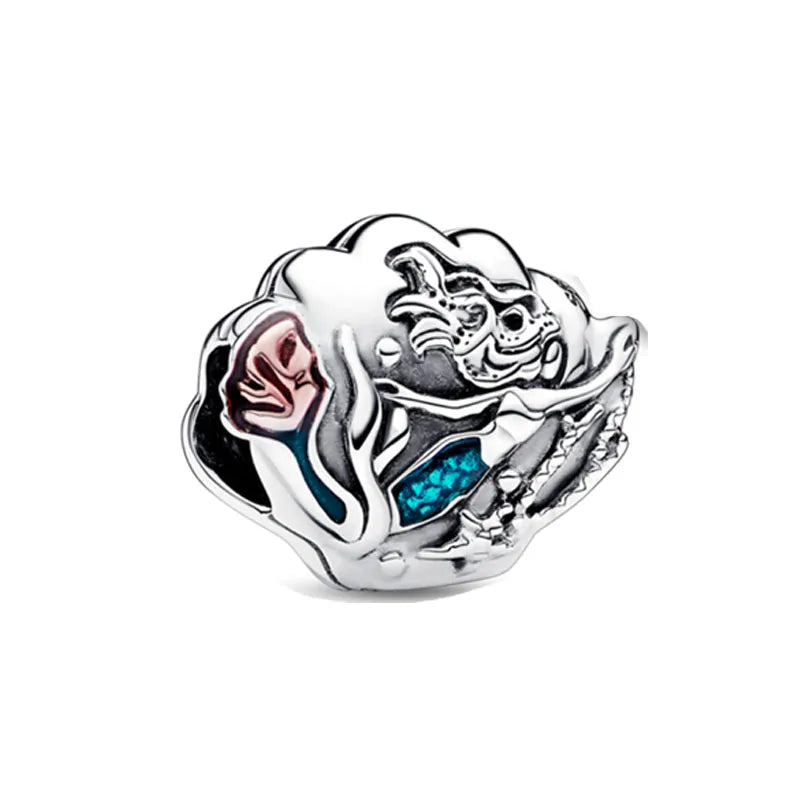 Exquisite 925 Silver Shell Bead Mouse Pendant for European Bracelets – DIY Jewelry Accessory with Zircon