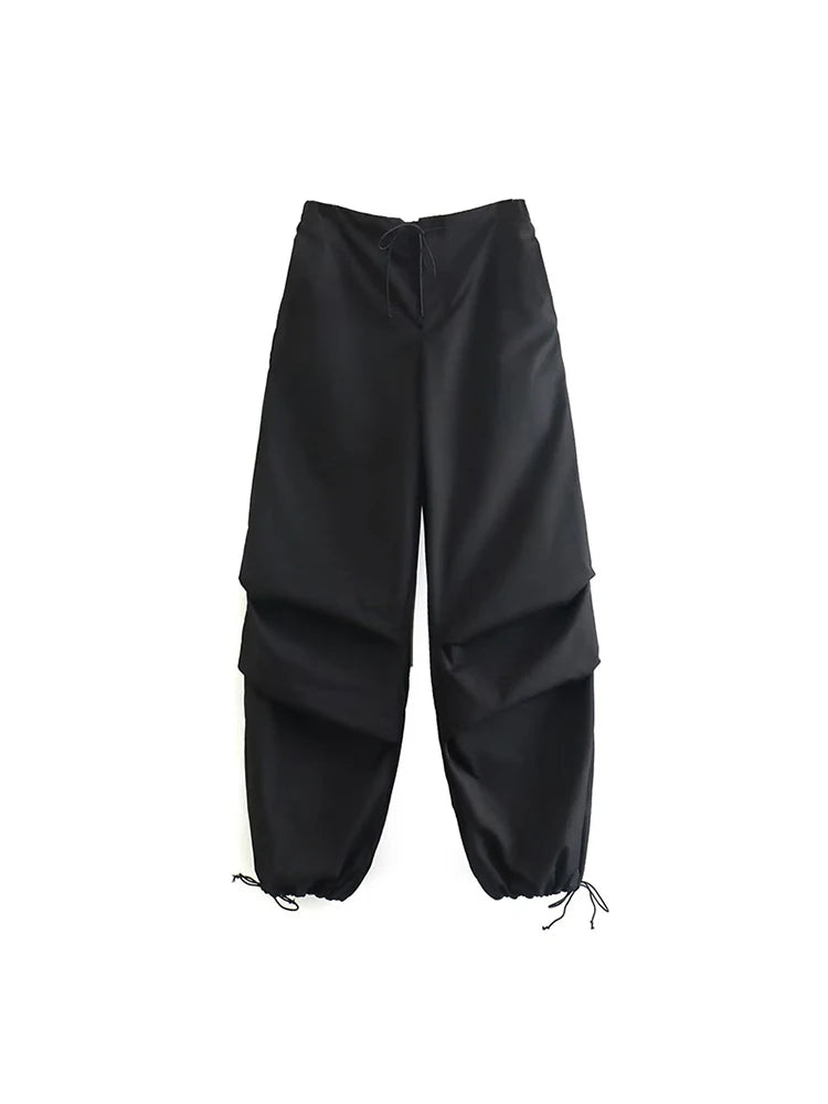 Women Parachute Cargo Pants High Waist Jogger Boot Cut