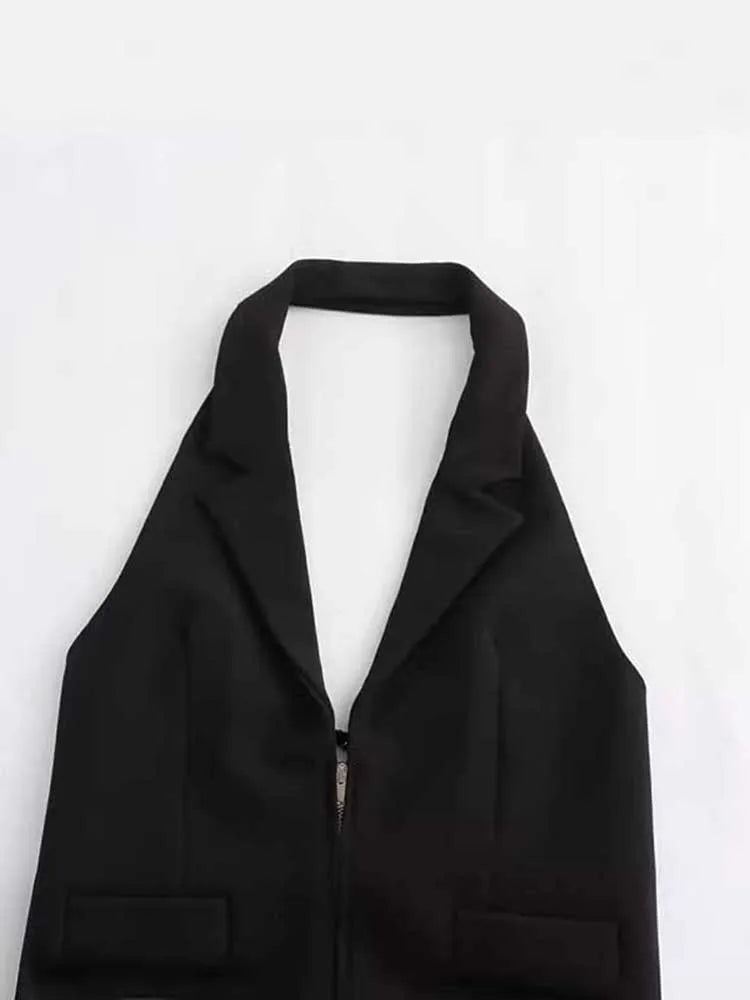 Chic Backless Halter Corset Top For Women With Side Zip