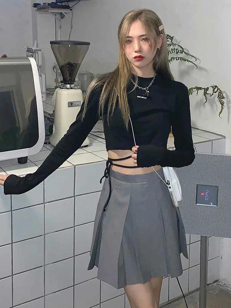 Sexy Crop Long Sleeve Bandage Top Harajuku Ulzzang Women